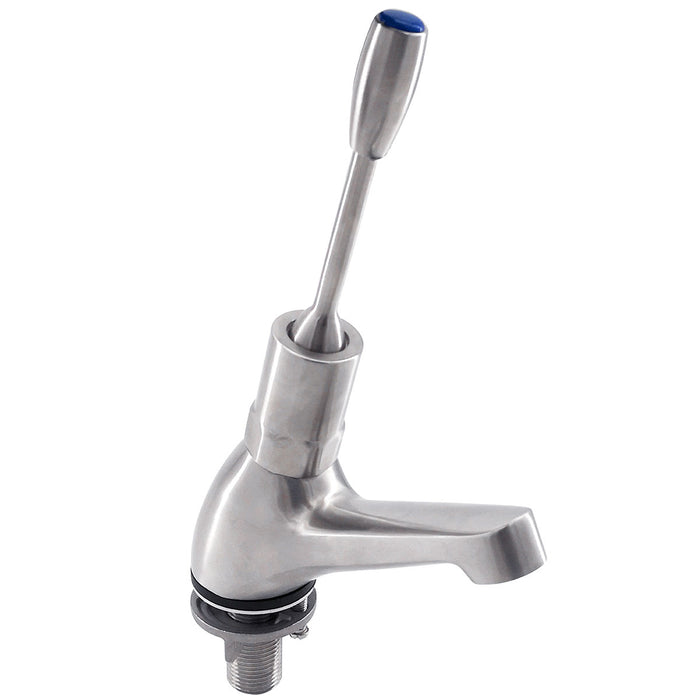 Stainless Steel Lever Handle Pillar Tap - Adjustable Timed Flow/Mechanical Operation - HD reno
