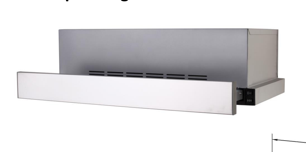 900mm Stainless Steel Telescopic Rangehood Ducted or Recirculating (70mm Fascia)