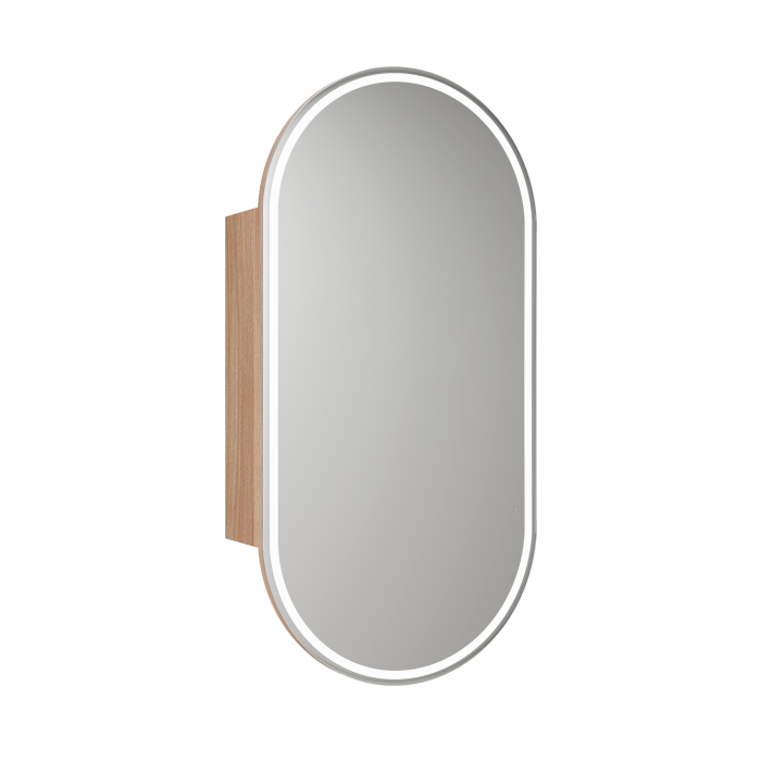 450*900*151mm Aulic Beau Monde Brushed Gold/Brushed Nickel/Frameless/Matt Black Copper-free Glass Oval LED Shaving Cabinet - HD reno