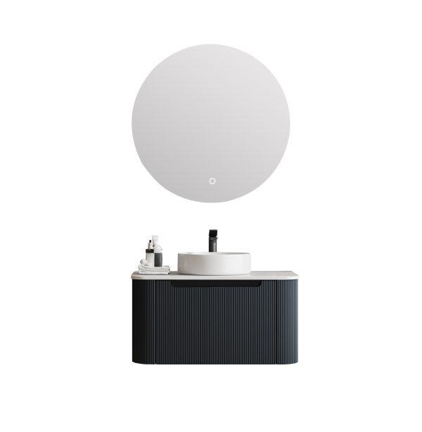 600-1500*460*400mm MER Rome Matt Black Fluted Wall-Hung Vanity