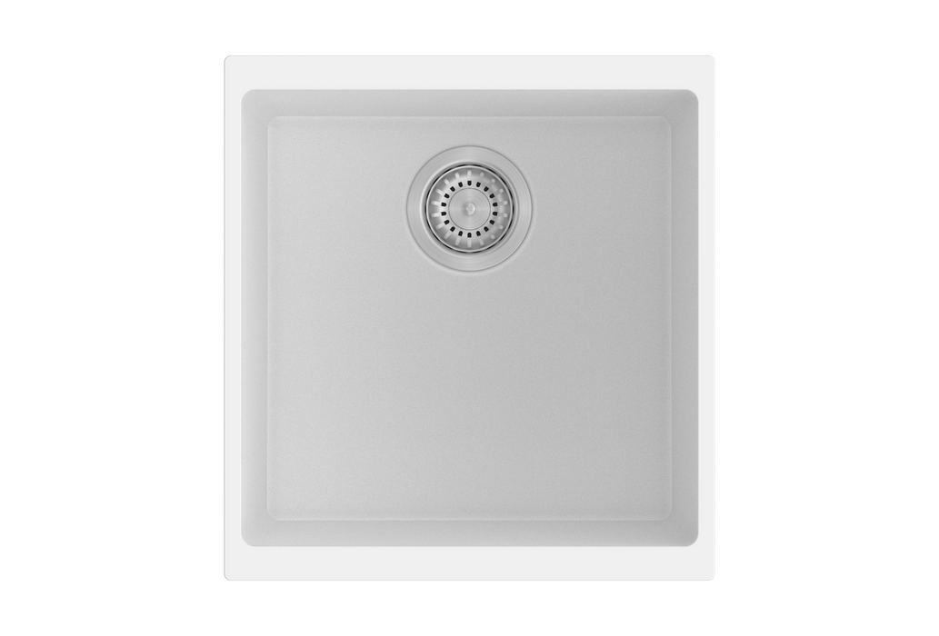430*460*200mm ACA Carysil White Single Bowl Granite Top/Flush/Under Mount Kitchen/Laundry Sink - HD reno