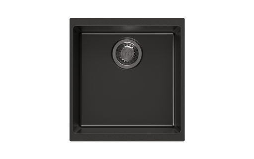 430*460*200mm ACA Carysil Black Single Bowl Granite Top/Flush/Under Mount Kitchen/Laundry Sink - HD reno