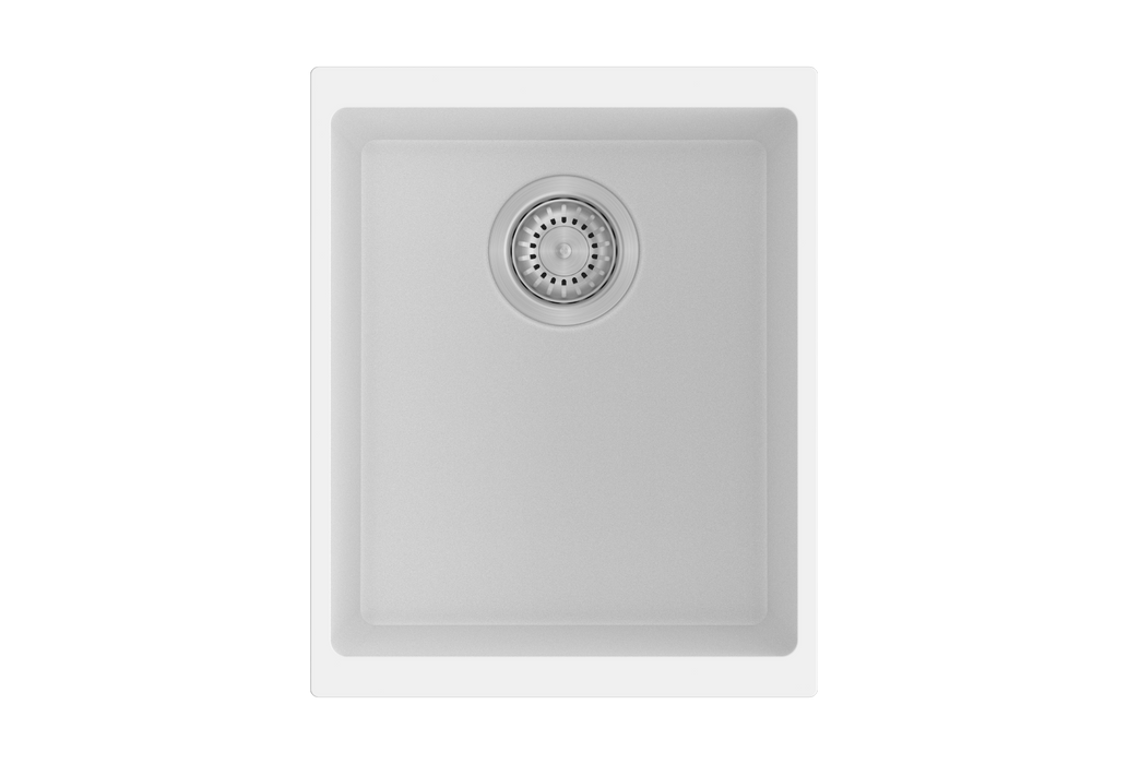 370*460*200mm ACA Carysil White Single Bowl Granite Top/Flush/Under Mount Kitchen/Laundry Sink - HD reno
