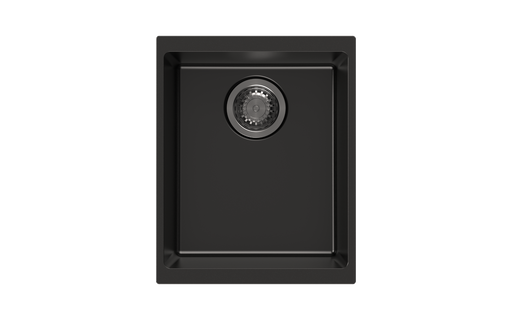 370*460*200mm ACA Carysil Black Single Bowl Granite Top/Flush/Under Mount Kitchen/Laundry Sink - HD reno