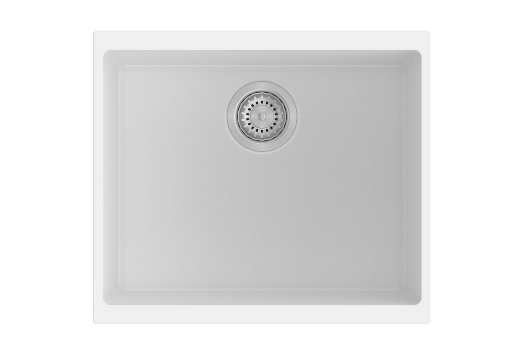 530*460*200mm ACA Carysil White Single Bowl Granite Top/Flush/Under Mount Kitchen/Laundry Sink - HD reno