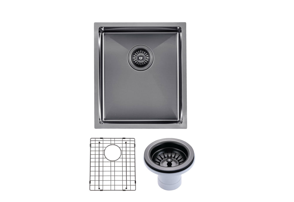 390x450x215mm ACA 1.2mm Handmade Top/Undermount 304 Stainless Steel Single Bowl Kitchen Sink - HD reno