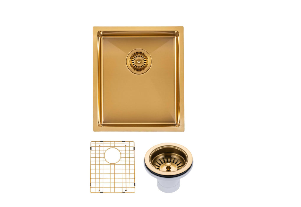 390x450x215mm ACA 1.2mm Handmade Top/Undermount 304 Stainless Steel Single Bowl Kitchen Sink - HD reno