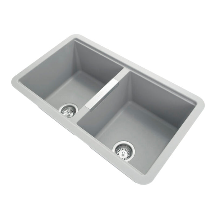 824*481*241mm ACA Carysil Concrete Grey Double Bowls Granite Undermount Sink - HD reno