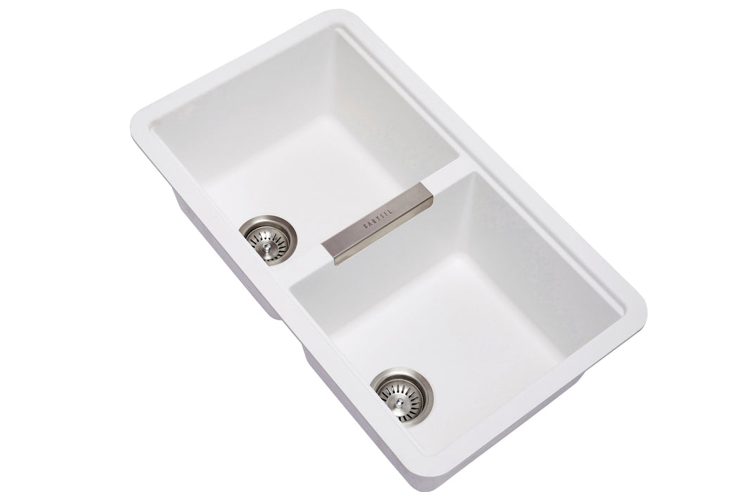 824*481*241mm ACA Carysil Concrete Grey Double Bowls Granite Undermount Sink - HD reno