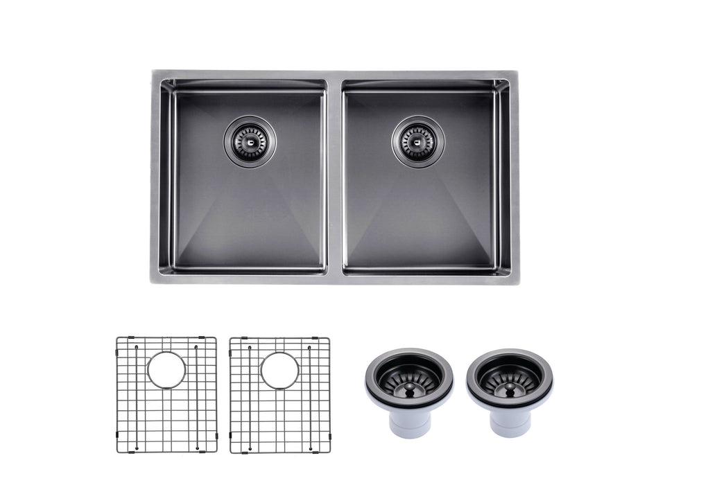 770x450x215mm ACA 1.2mm Handmade Top/Undermount Double Bowls Kitchen Sink - HD reno