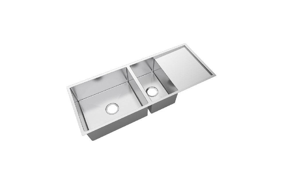 1160x460x230mm ACA One and Half 304 Stainless Steel Double Bowl with Drainer Board Handmade Sink - HD reno