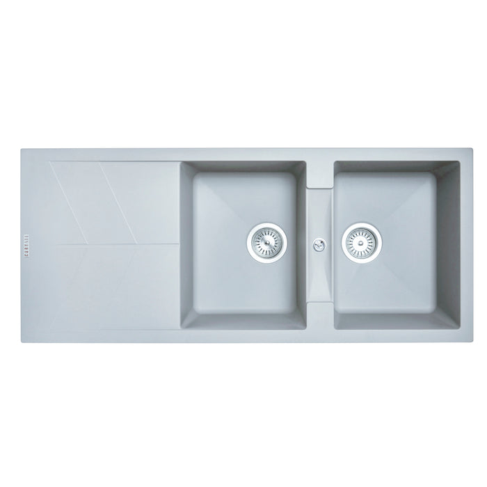 1160*500*210mm Carysil Double Bowl Drainer Board Granite Kitchen Sink