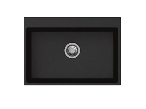 680*500*220mm Carysil Black Single Bowl Granite Stone Kitchen Sink Top/Under Mount - HD reno