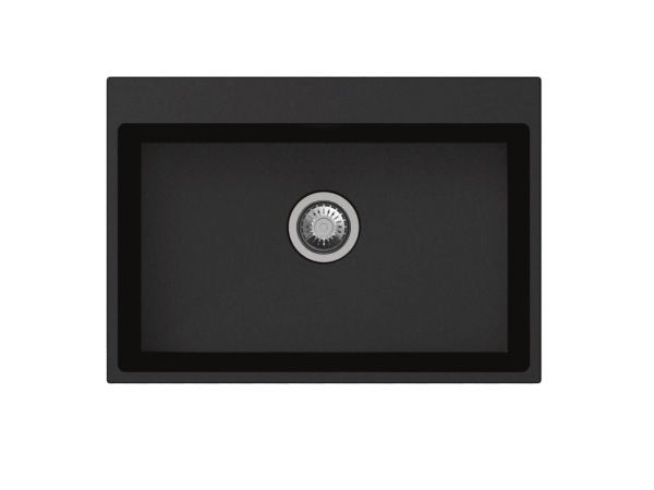 680*500*220mm Carysil Black Single Bowl Granite Stone Kitchen Sink Top/Under Mount - HD reno