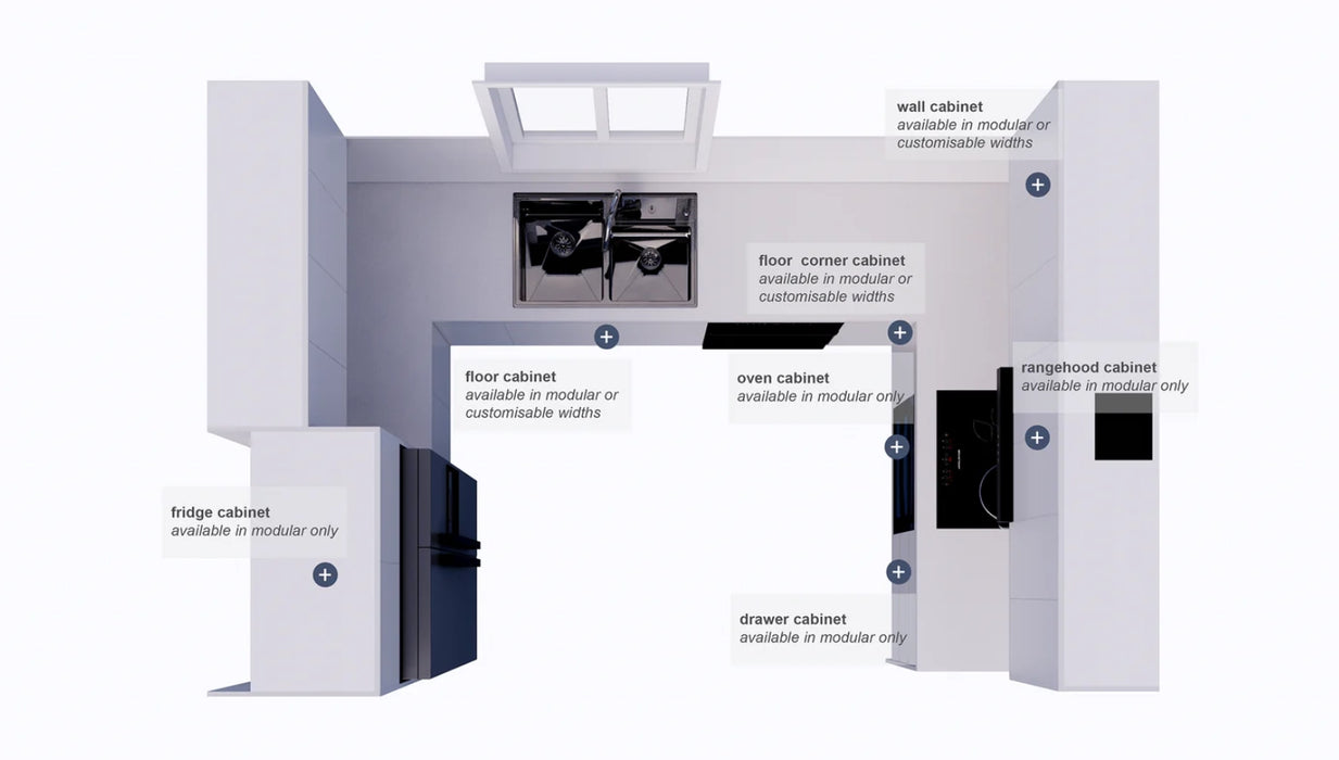 U-Shape Kitchen Cabinet Combination(Electric Cooktop)
