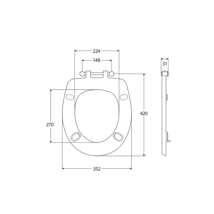 420*350*30mm Fienza Stella Care Gloss Blue/Gloss Grey Adjustable Link Toilet Seat