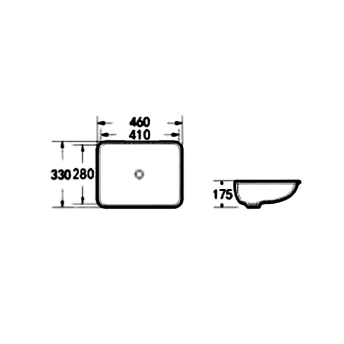 460*330*175mm Gloss White Ceramic Rectangle Under-Mount Basin