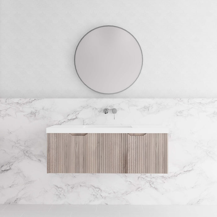 600-1800*450*400mm Vienna White Oak MR Melamined Board Panel With PVC Coating Fluted Wall Hung Vanity