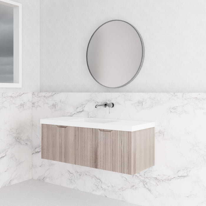 600-1800*450*400mm Vienna White Oak MR Melamined Board Panel With PVC Coating Fluted Wall Hung Vanity