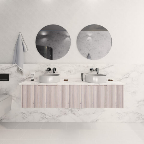 600-1800*450*400mm Vienna White Oak MR Melamined Board Panel With PVC Coating Fluted Wall Hung Vanity