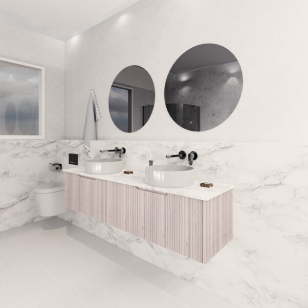 600-1800*450*400mm Vienna White Oak MR Melamined Board Panel With PVC Coating Fluted Wall Hung Vanity