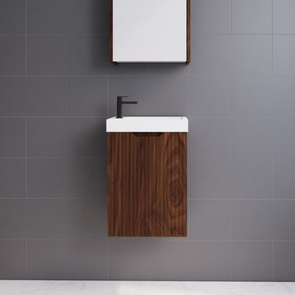 450*250*553mm Vienna Brown Oak Wall Hung Mini Vanity For Small Bathroom - HD reno