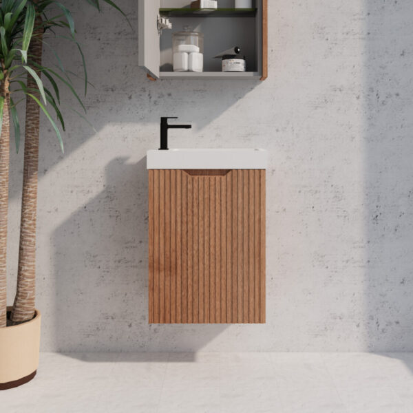 450*250*553mm Vienna Solid Timber Wall Hung Mini Vanity For Small Bathroom - HD reno