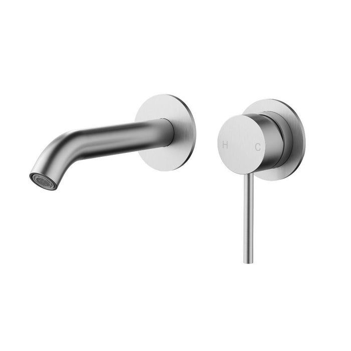 Ikon Otus Slimline Stainless Steel/Chrome/Matt Black/Gunmetal Grey/Brushed Gold Stainless Steel SS Wall Basin Mixer Only Separate Back Plate Trim Kits - HD reno
