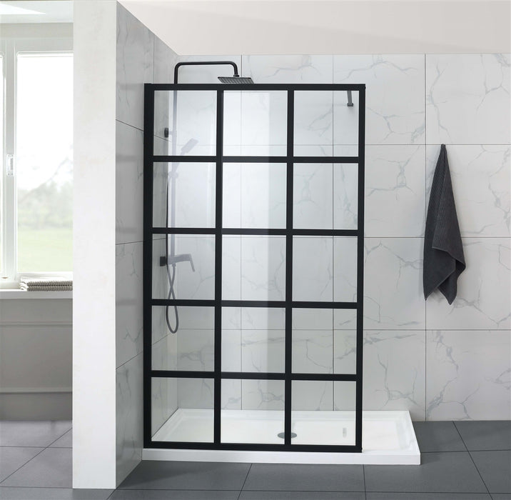 1200x2000mm Black Fully Framed Single Door Fixed Panel Walk-in 6mm Tempered Small Glass Shower Screens - HD reno