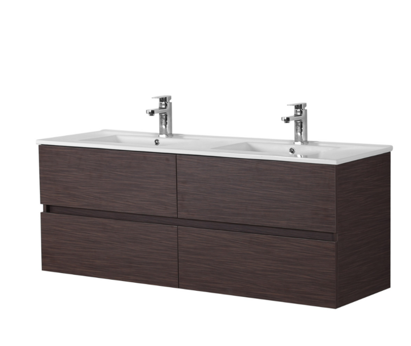 600-1500*460*560mm Stella Walnut Bathroom Vanity Wall Hung Cabinet Only and Ceramic/Stone Top Available