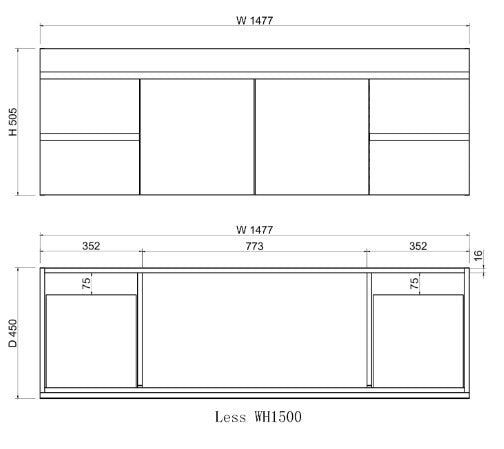 600-1500mm*450*505mm ABS Less Polyurethane Moisture Resistance Gloss White Wall Hung Vanity - HD reno
