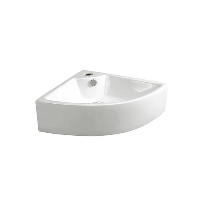 435*320*130mm Gloss White Ceramic Sector Wall Hung Basin One Tap Hole