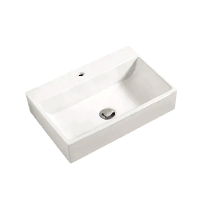 530*360*120mm Gloss White Ceramic Rectangle Wall Hung/Above Counter Basin One Tap Hole