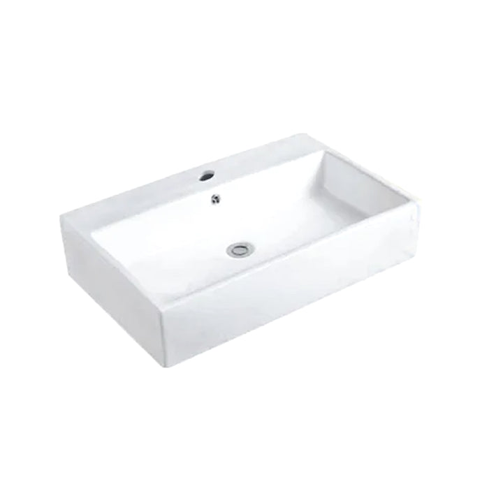 700*460*165mm Gloss White Ceramic Rectangle Wall Hung/Above Counter Basin One Tap Hole