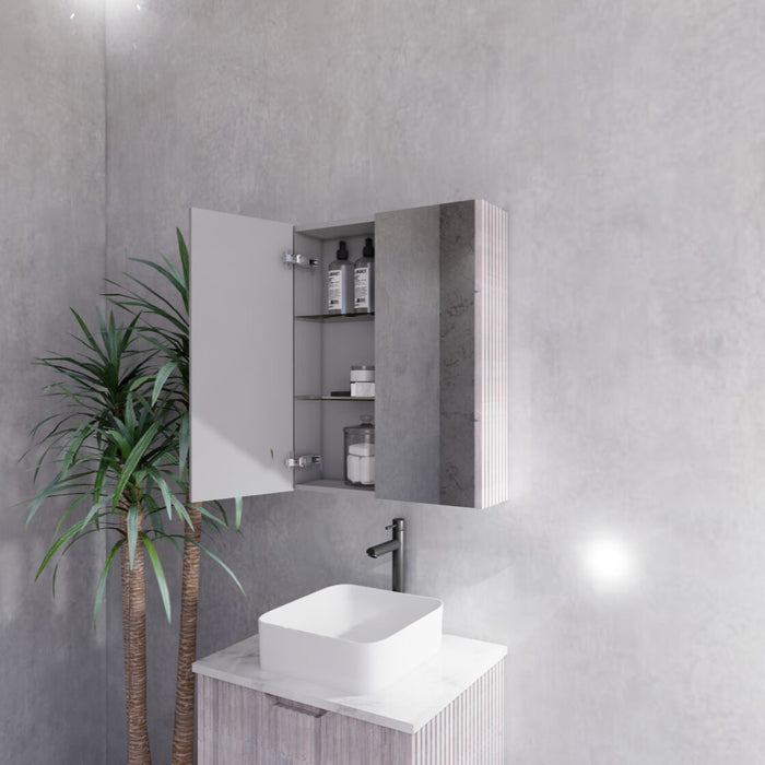 450-1500*720*150mm ABS Geneva Fluted Wall Hung Oak Timber White Oak Mirror Shaving Cabinet