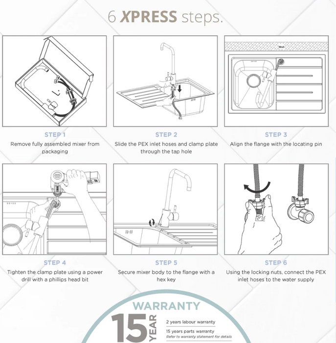 Suprema XSSENTIAL XPRESSFIT FIT Chrome Stainless Steel Flick Kitchen Mixer