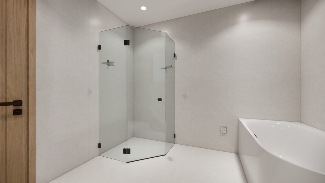 900-1200*2000mm SUN Diamond Knob Handle Pivot Door Frameless And Corner Glass Shelf Shower Screens