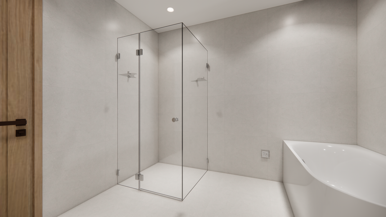 900-1200*2000mm SUN Square Knob Handle Pivot Door Frameless And Corner Glass Shelf Shower Screens