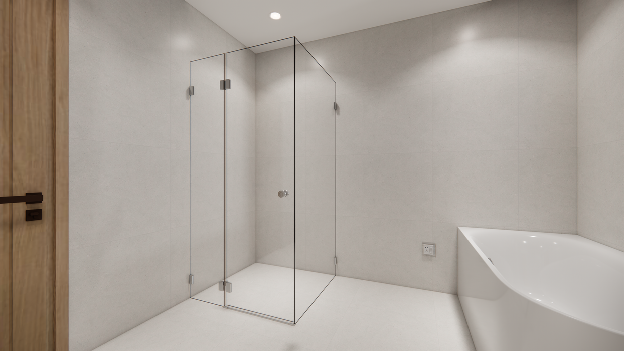 850-1200*2000mm SUN Frameless ultra Clear Glass Pivot Door Square Knob Handle Frameless (Ultra Clear) Shower Screens