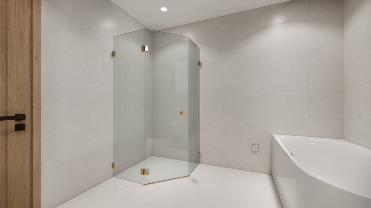 900-1000*2000mm Height SUN Frameless Pivot Door Tempered Narrow Reed Glass Chrome Black Brushed Gold Shower Screen