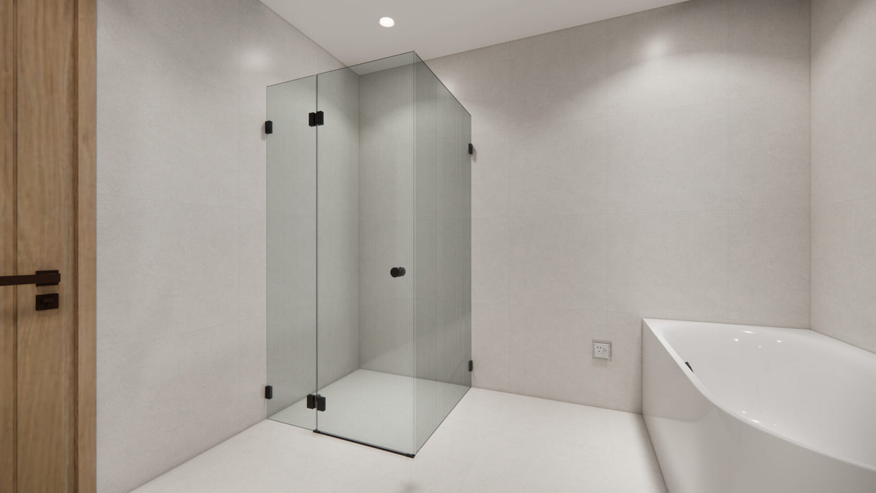 800-1200*2000mm Height SUN Frameless Tempered Narrow Reed Glass Chrome Black Brushed Gold Shower Screen