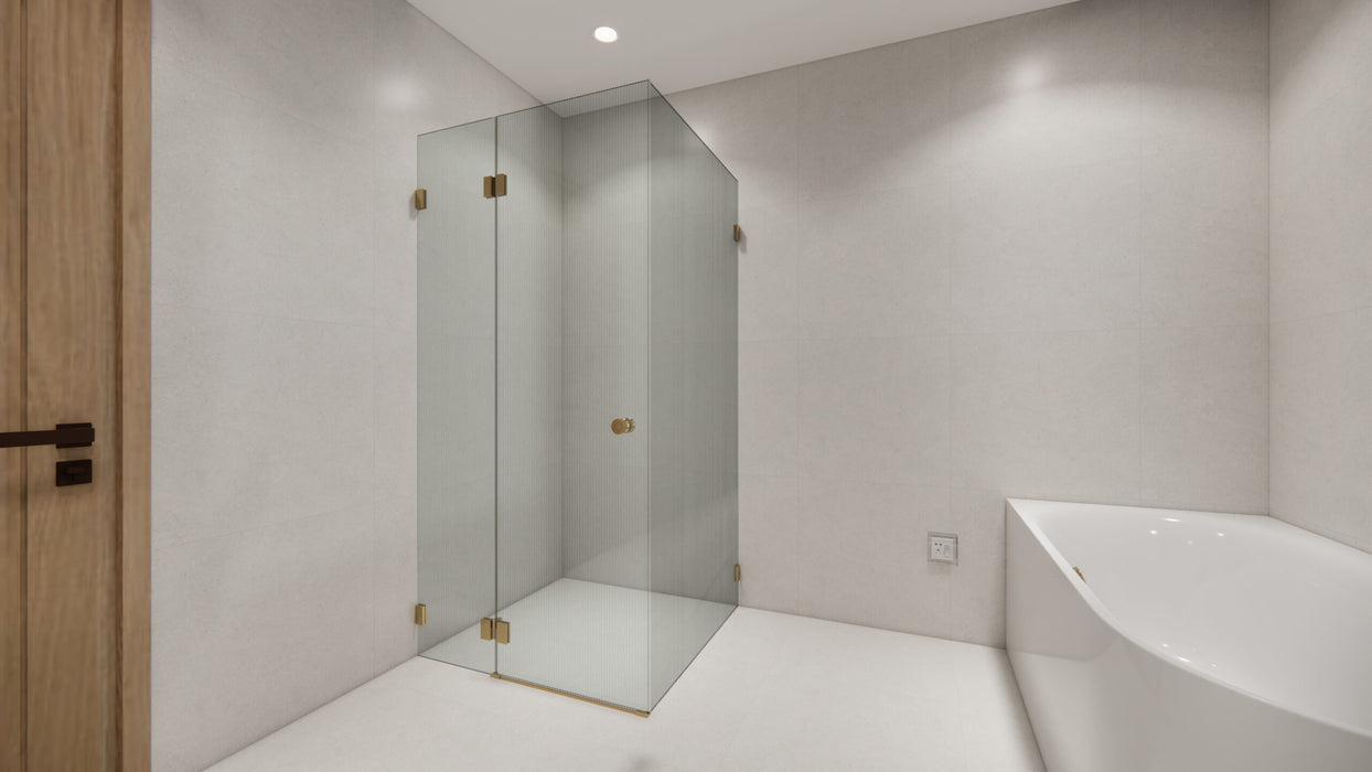 800-1200*2000mm Height SUN Frameless Tempered Narrow Reed Glass Chrome Black Brushed Gold Shower Screen