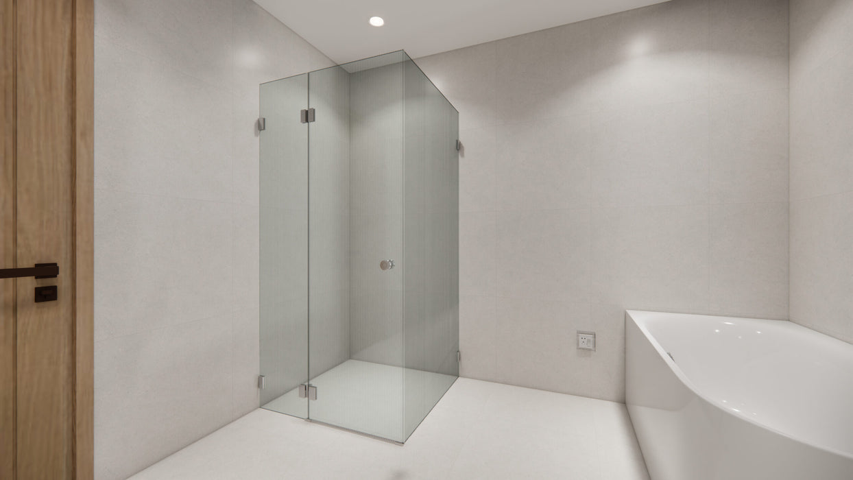 800-1200*2000mm Height SUN Frameless Tempered Narrow Reed Glass Chrome Black Brushed Gold Shower Screen