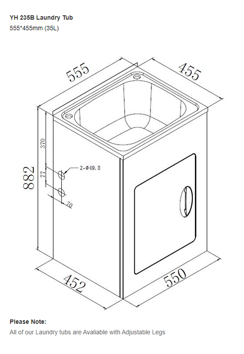 555*455mm (35L) White Metal Laundry Tub Cabinet With 304 Stainless Steel Sink