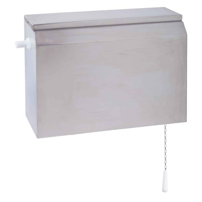 Dual Flush Front Press Cistern Stainless Steel With Left Side Entry