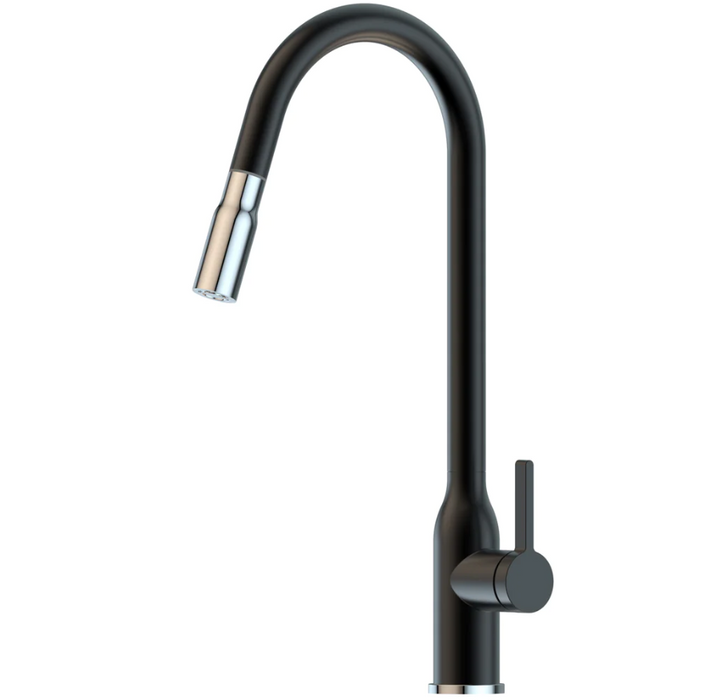 Suprema XTRAVERT XPRESSFIT Chrome/Satin/Black-Bling Stainless Steel Tall Gooseneck Mini Pull Out With Dual Spray Kitchen Mixer