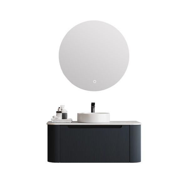 600-1500*460*400mm MER Rome Matt Black Fluted Wall-Hung Vanity