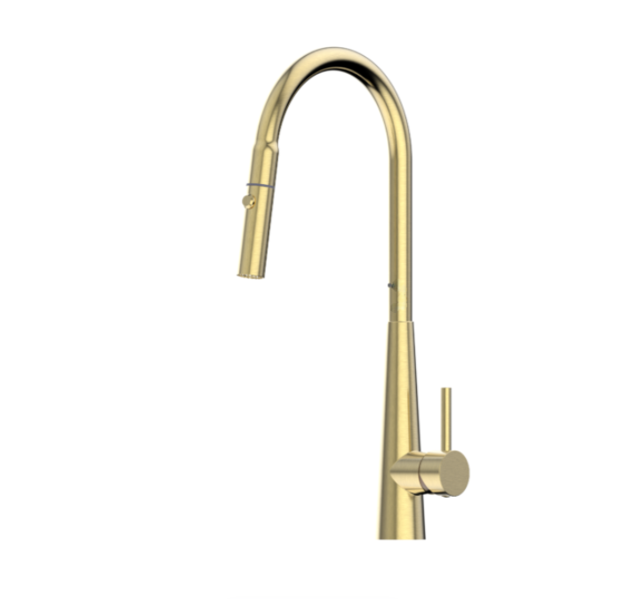 Suprema XCEL XPRESSFIT RECTRACTABLE Satin/Black-Bling/Gun Metal/Rose Gold/Brushed Gold/Polished Stainless Steel With Conical Base Gooseneck Dual Spray Kitchen Mixer