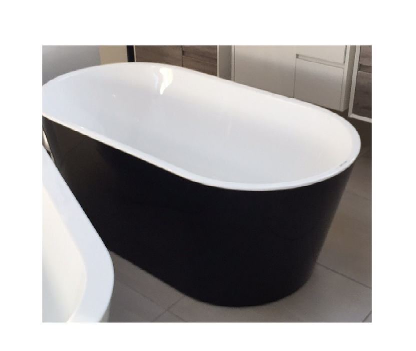 1500-1700*750*580mm Sunny 8015 Black and White Oval Acrylic Freestanding Bathtub