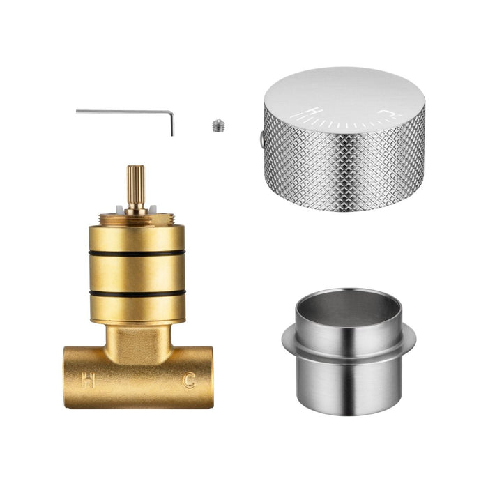 Aquaperla Progressive Brushed Nickel Solid Brass Round Wall Mixer with In-Wall Body Handle - HD reno
